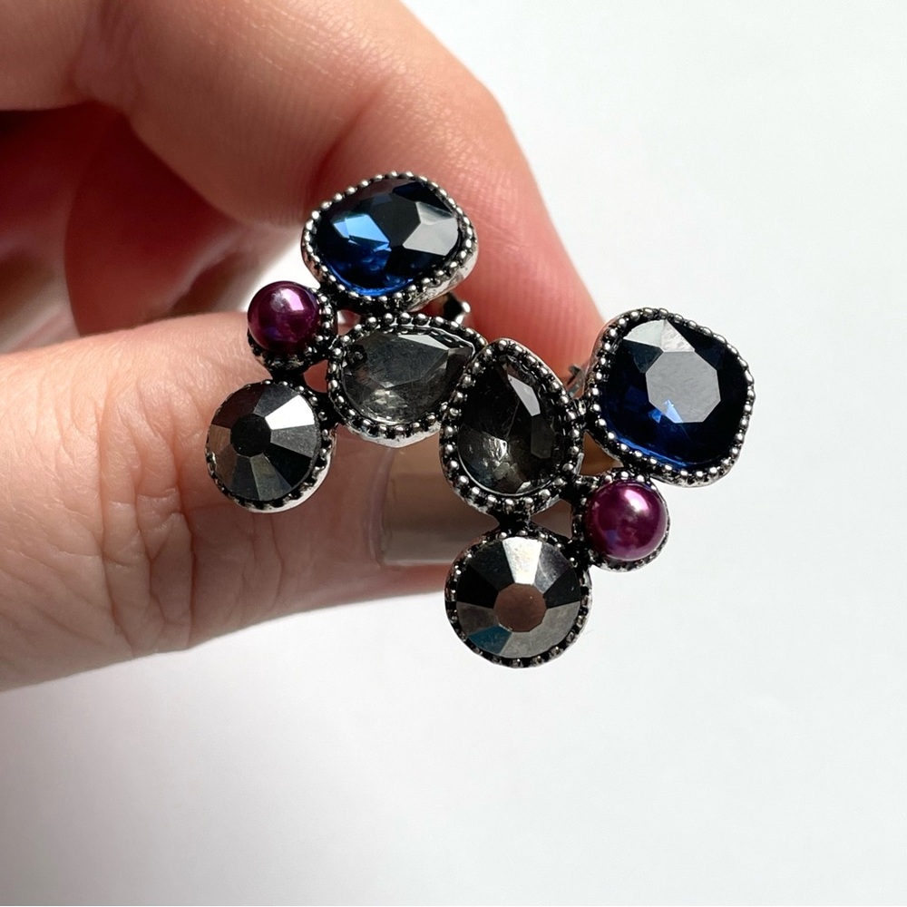 Vintage multi-stone cluster clip-on earrings